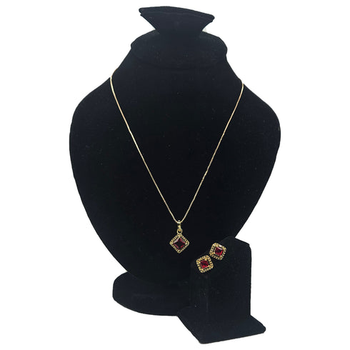 Garnet Glamour Green Stone Jewelry Set - D82 - 4